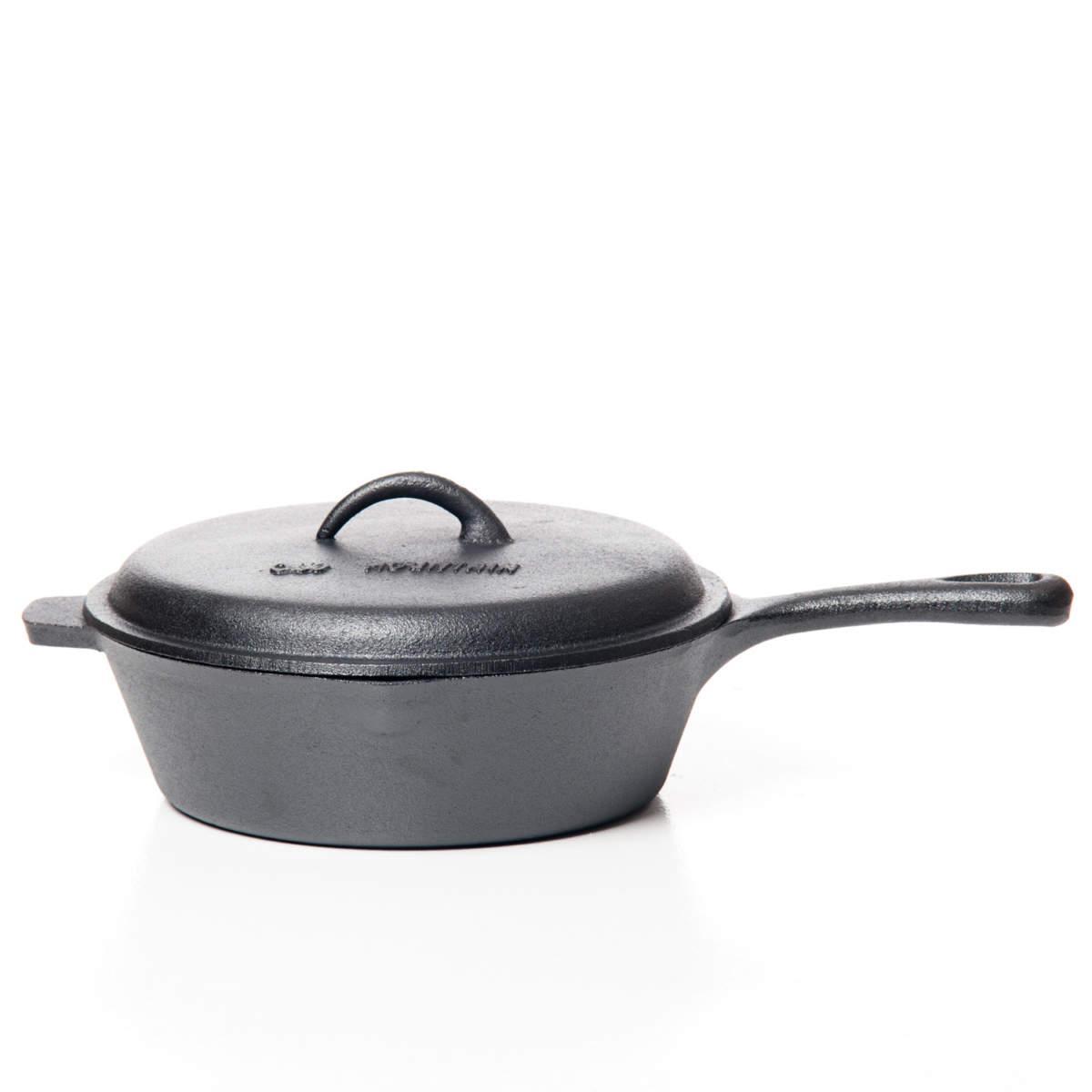 CAST IRON DEEP FRY SKILLET WITH LID 10.5X3