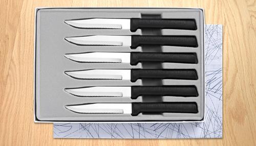 Rada Cutlery Serrated Steak Knife Set Stainless Steel Knives Set of 6, Black