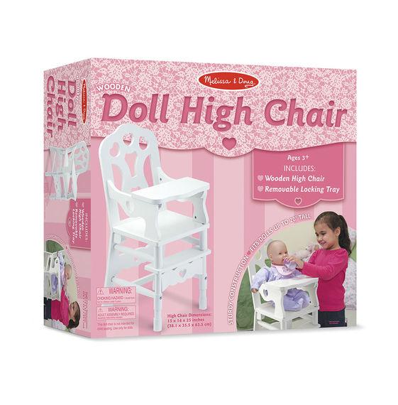 wooden doll crib and highchair