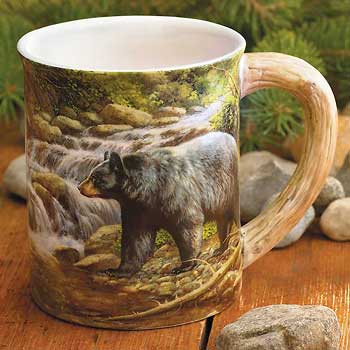 Shadow of the Forest – Black Bear Sculpted Coffee Mug