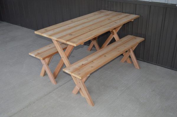 5′ Cedar Table w/ 2 benches