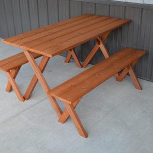 5' Cedar Table w/ 2 benches