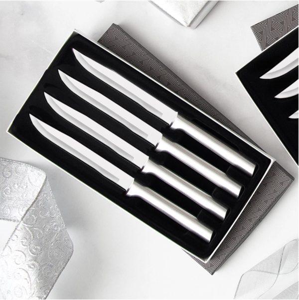 Rada Cutlery S55 4-Piece Utility Steak Knife Set Aluminum Handles