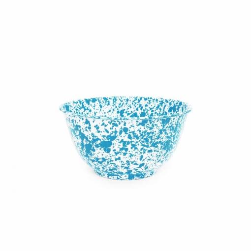 Splatter-Enamelware-4-quart-Large-Salad-Bowl-turquoise