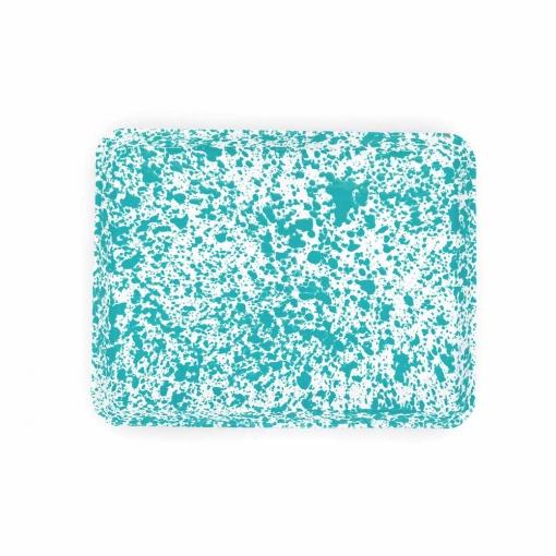 Splatter-Enamelware-Jelly-Roll-Large-Rectangle-Tray-turquoise