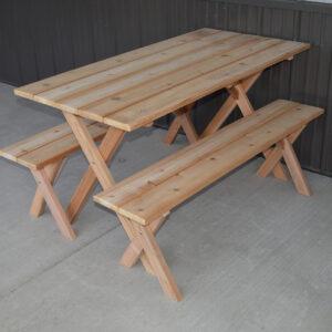 5' Cedar Table w/ 2 benches