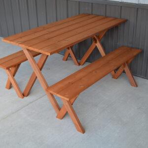 5' Cedar Table w/ 2 benches