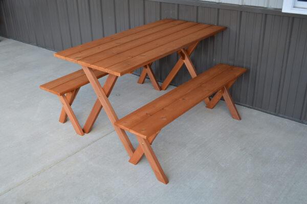 5′ Cedar Table w/ 2 benches