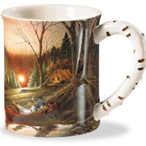 Morning Solitude Camping Scene Sculpted Coffee Mug