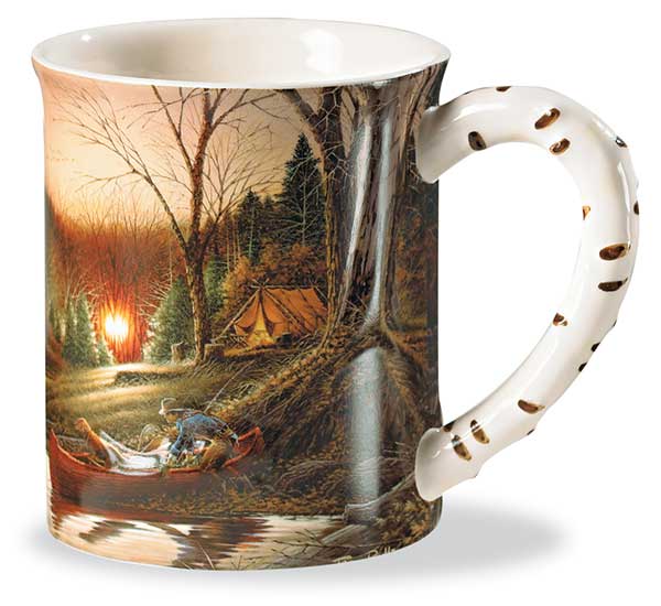 Morning Solitude Camping Scene Sculpted Coffee Mug