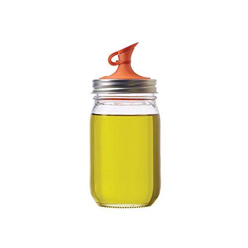 Jarware-82640-Oil-Cruet-Lid-for-Regular-Mouth-Mason-Jars-Orange