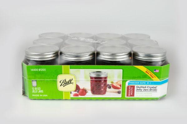 Ball Canning Jars 1 dozen Regular Mouth Quilted Jelly Jars 8oz