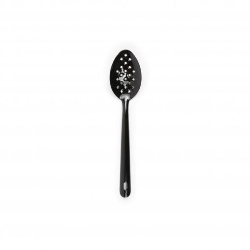 Solid-Color-Enamelware-Large-Slotted-Spoon-black