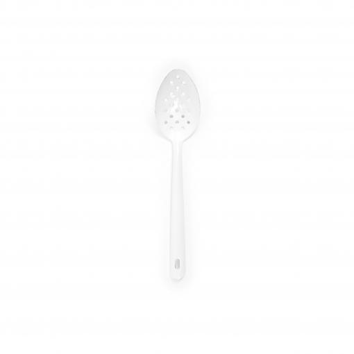 Solid-Color-Enamelware-Large-Slotted-Spoon-white