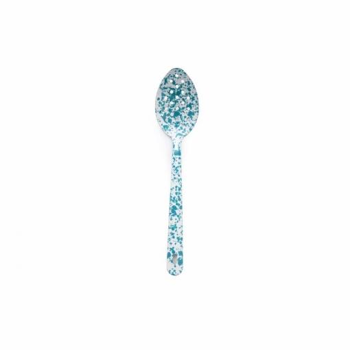 Splatter-Enamelware-Large-Slotted-Spoon-turquoise