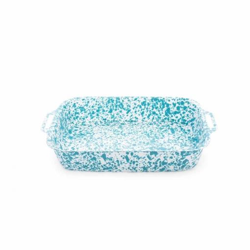 Splatter-Enamelware-Lasagna-Pan-turquoise