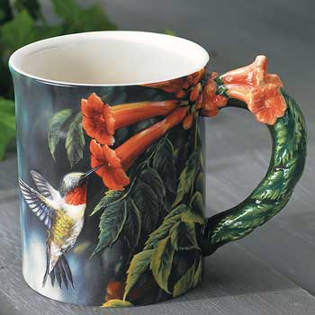 Summer – Ruby-throated Hummingbird Sculpted Coffee Mug