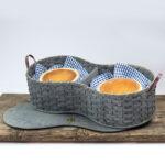 4 Pie Basket with Tray Gray