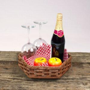 6 Corner Lazy Susan Basket Brown