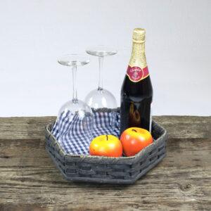 6 Corner Lazy Susan Basket Gray