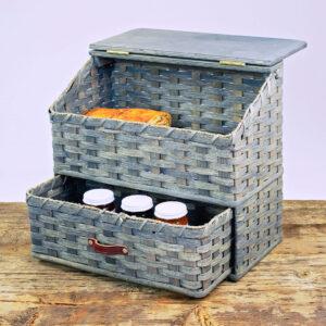 Large Bread Basket with Drawer Gray