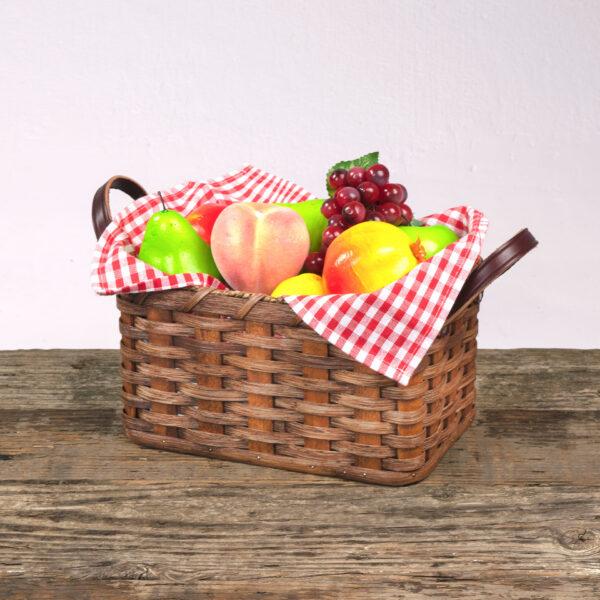 Large Fruit Basket with Leather Handle Brown