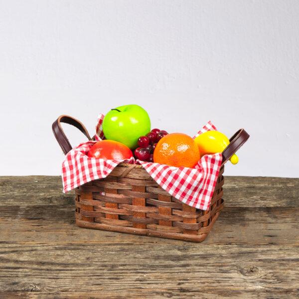 Medium Fruit Basket with Leather Handle Brown