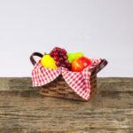 Small Fruit Basket with Leather Handle Brown