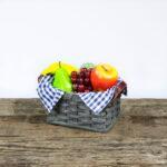 Small Fruit Basket with Leather Handle Gray