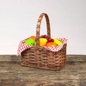 Large Fruit Basket with Wooden Handle Brown