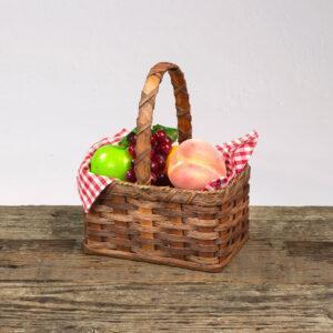 Medium Fruit Basket with Wooden Handle Brown