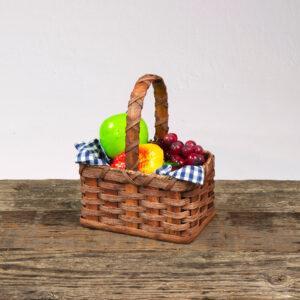 Small Fruit Basket with Wooden Handle Brown