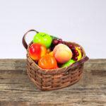 Medium Heart Fruit Basket with Leather Handle Brown