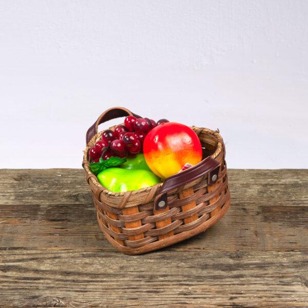Small Heart Fruit Basket with Leather Handle Brown