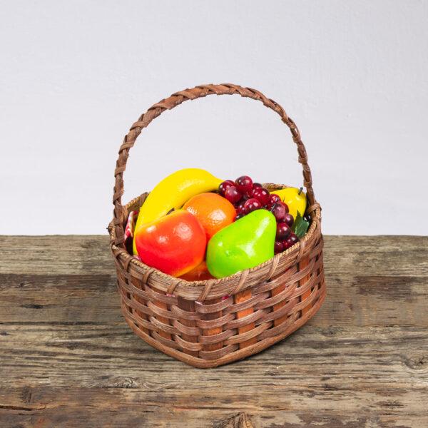 Medium Heart Fruit Basket with Wooden Handle Brown