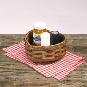 Small Heart Lazy Susan Basket Brown