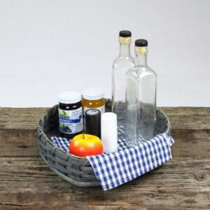Large Heart Lazy Susan Basket Gray