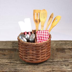 Lazy Susan Utensil Basket Brown
