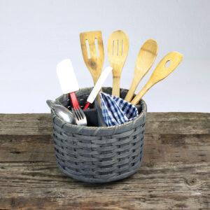 Lazy Susan Utensil Basket Gray