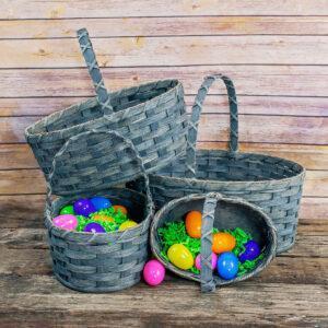 Extra Large Oval Easter Basket Gray