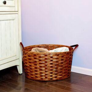 Large Oval Laundry Basket Brown