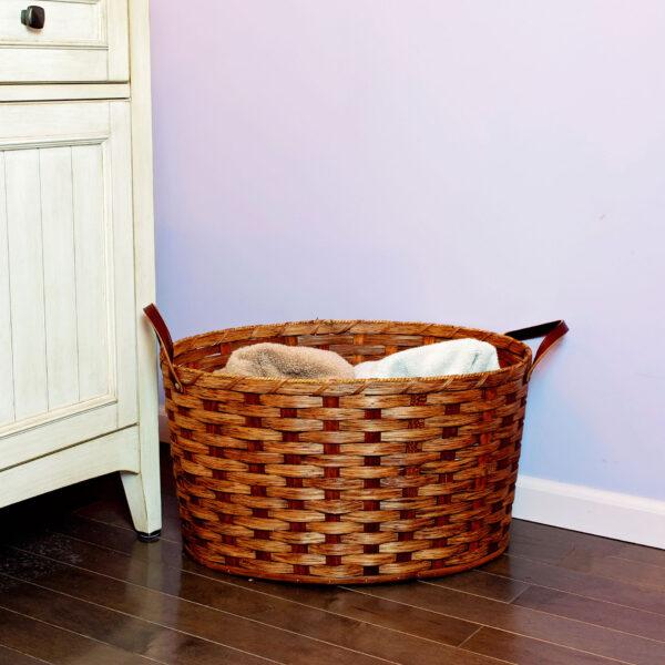 Large Oval Laundry Basket Brown