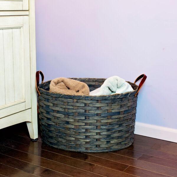 Large Oval Laundry Basket Gray