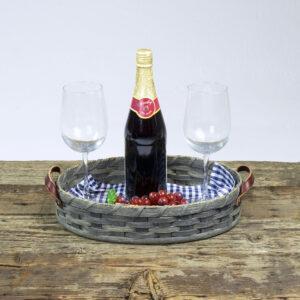 Large Oval Serving Tray Basket Gray