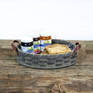Medium Oval Serving Tray Basket Gray