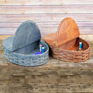 Oval Sewing Chest Basket Gray