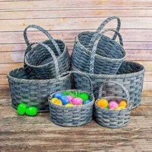 Large Round Easter Basket Gray