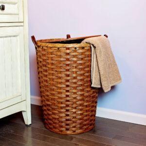 Large Round Hamper Basket Brown