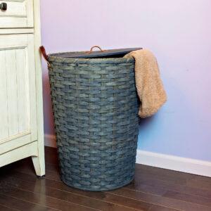 Large Round Hamper Basket Gray