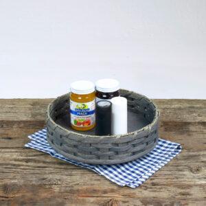 Large Round Lazy Susan Basket Gray